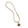Titanium Steel Pendant Necklace Tiger Eye Stone Women Necklace Sweater Chain  Jewelry Accessories