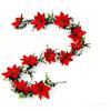 Fashion Realistic Christmas Garland Decoration Soft Large Red Artificial Flowers Convenient Elegant Poinsettia Vine Living Room