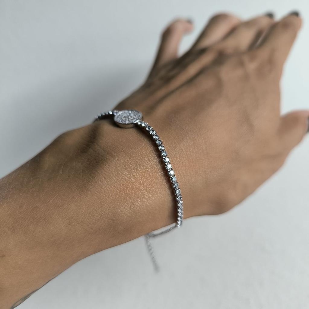 Серебряный браслет с фианитами, вес изделия 3,86 гр (2186946)