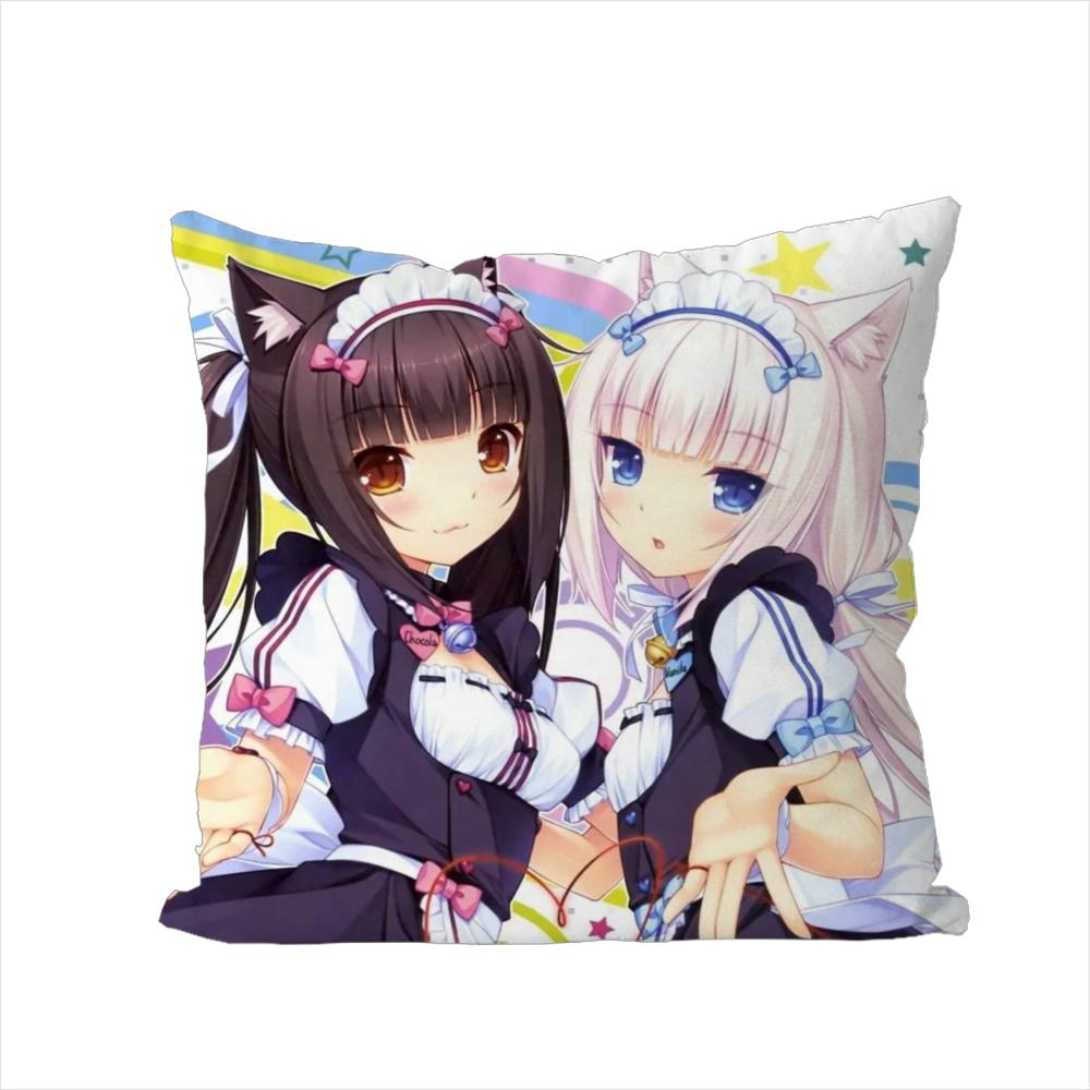 NekoPara Pillow Case For Car Sofa Decorative Home Doublesided Print Plush Square Throw Pillow Cushion Cover