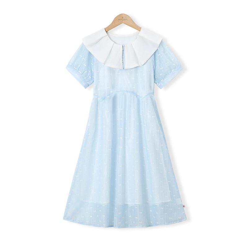 

MonTAGUT Girls Summer Academy Style Peter Pan Collar Long Dress 160