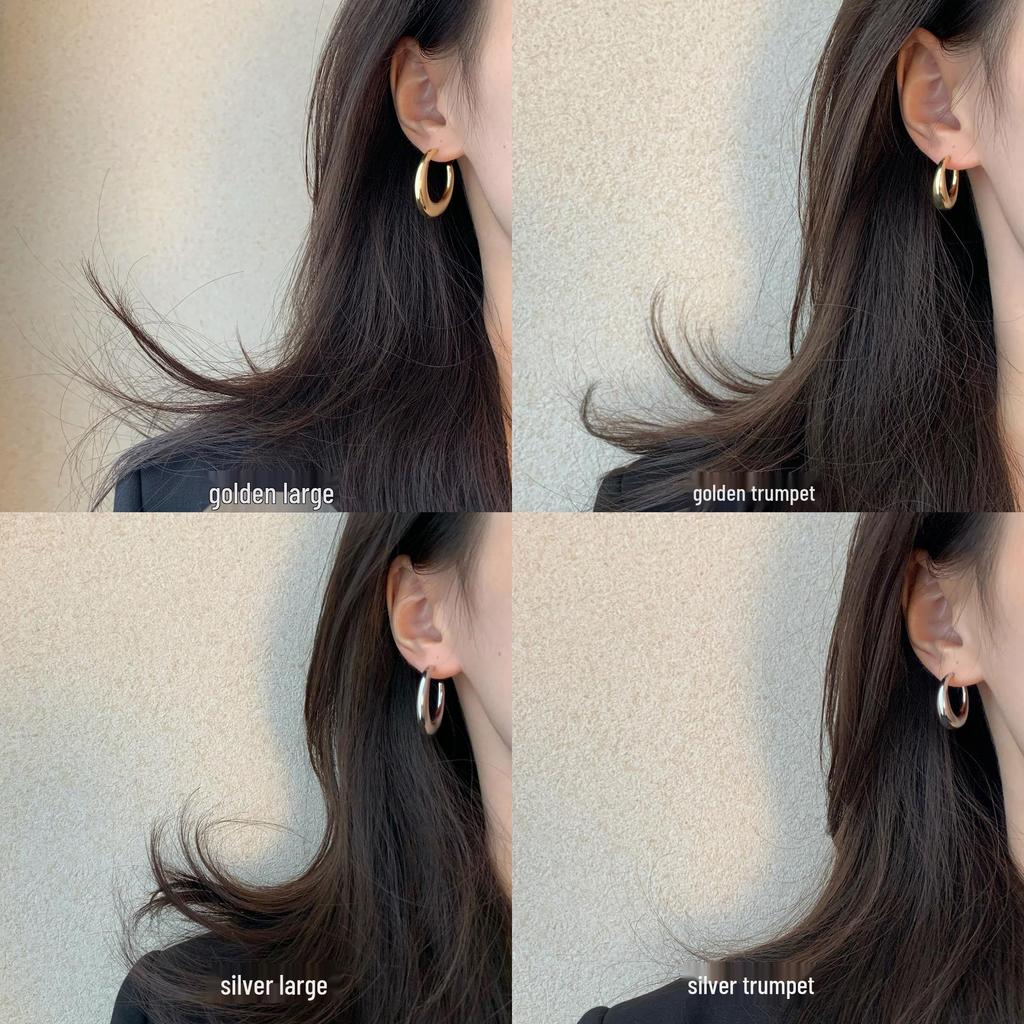 Silver Circle Hoop Earrings - 2023 Trendy Light Luxury Studs with Niche Design for Women