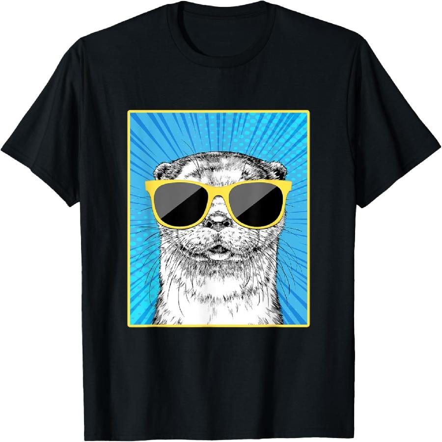 Футболка с принтом «Портрет выдры в стиле поп-арт» XXXXXL чёрный