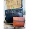 New Leather Vintage Black Messenger Shoulder Laptop Bag Briefcase (Free Sling Brown Bag Size - 9 X 7 X 3 In )