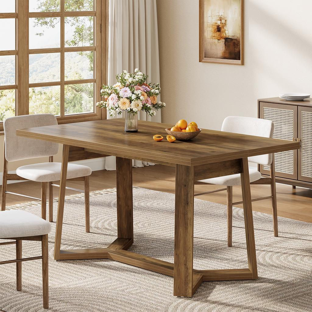 Tribesigns Dining Table for 4-6 People, 120 X 80 cm Modern Dining Table Made of MDF with Solid Look, Rectangular Kitchen Table