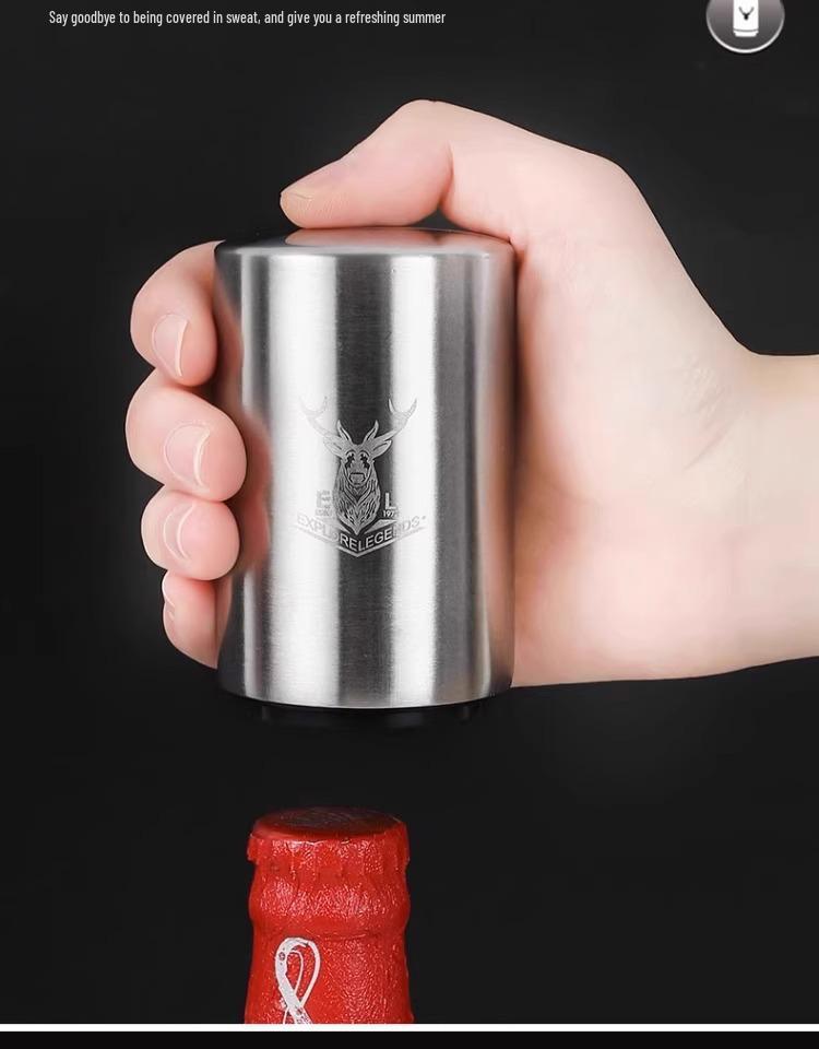 Kreativer Automatischer Bierflaschenöffner aus Edelstahl mit Druckmechanismus