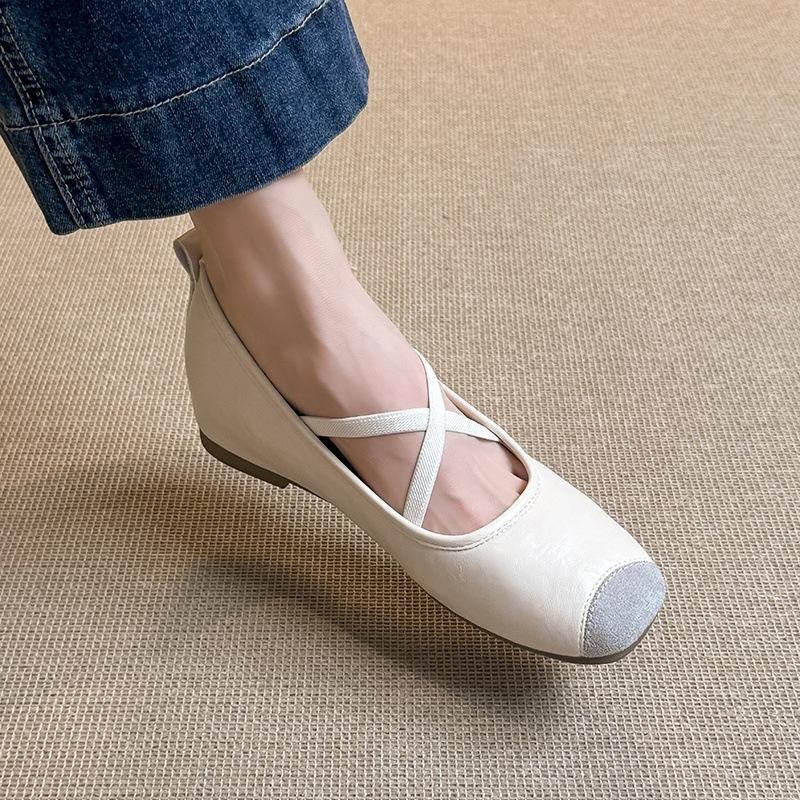 

Soft leather version~ French flat-bottomed cross-strap flat-bottomed ballet shoes, new super soft light-mouth retro Mary Jane single shoes for women. 35