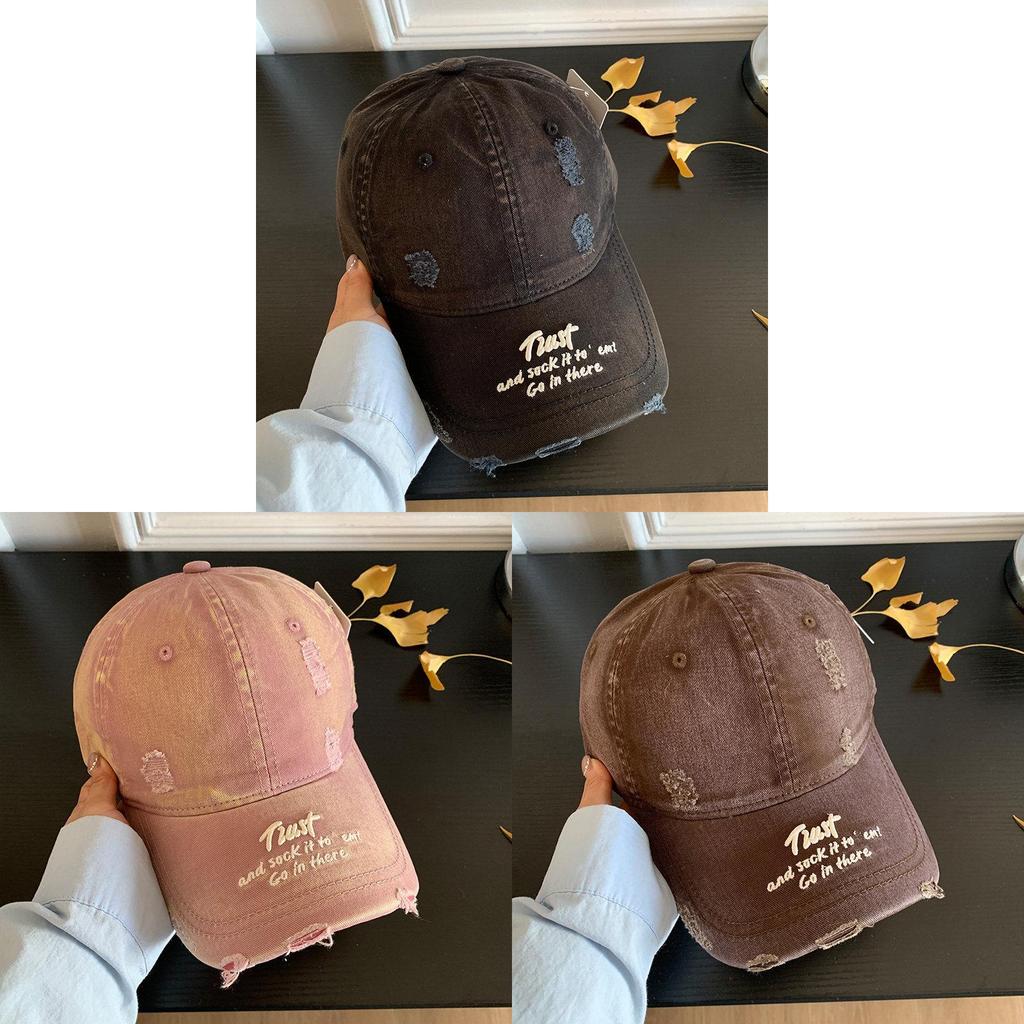 Vintage Style Cotton Baseball Cap With Embroidered Letters For Women Spring Summer Sun Protection