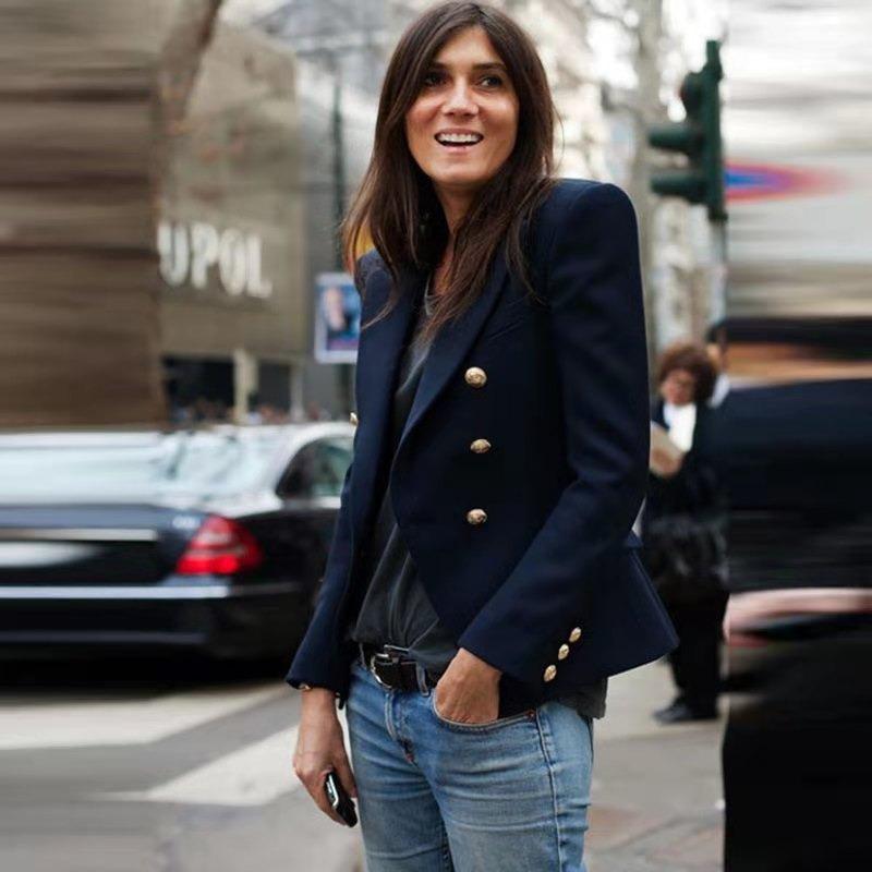New double-breasted suit solid-color suit multi-color slim-fitting and thin temperament blazer women