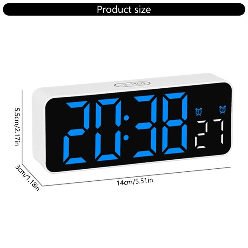 Multifunctional Digital Clock LED Display with 2 Alarms Temperature Monitors and Date for Students and Professional