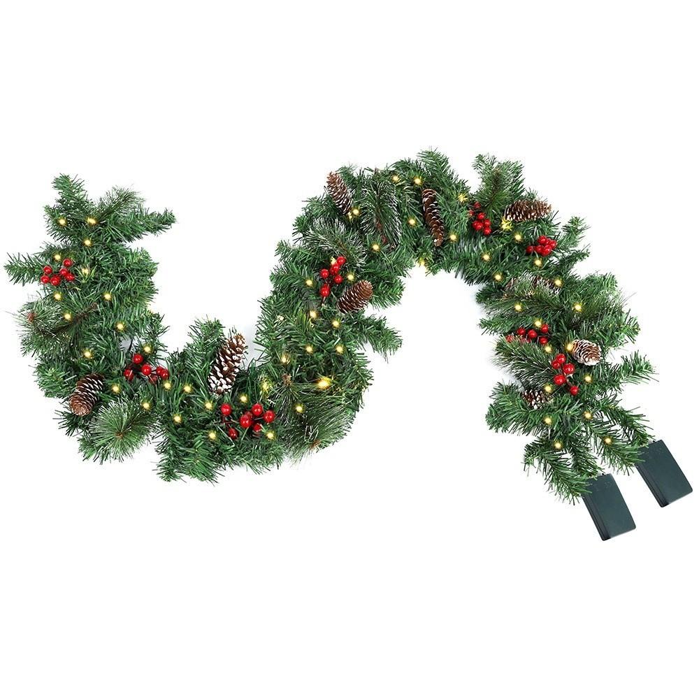Creative Artificial Pine Tree Decor 1.8/2.7m 30/50 LED Lights Realistic Green Garland Pinecones Durable