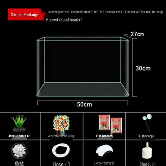 Mini Eco Fish Tank: Hot-Bent Glass, Desktop Goldfish Betta Aquarium, Water-Free Design for Living Room