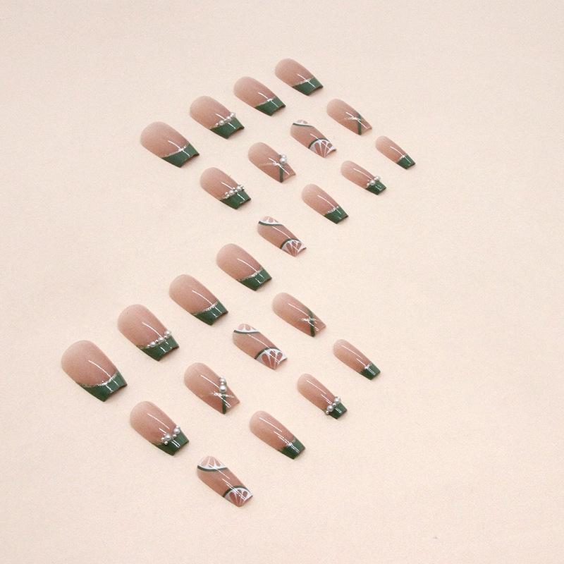 Short ballet French pearl summer lemon manicure diamond fake nails summer sweet girl wearing nail nails