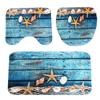 Luxurious 3pcs Beach Nonslip Bathroom Toilet Seat Cover Pedestal Rug Bath Mat Carpet Set