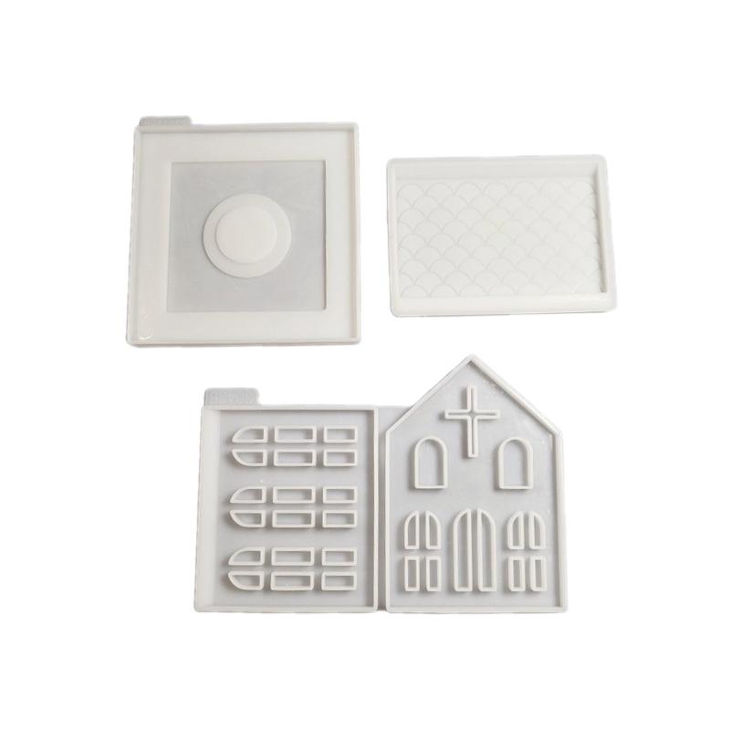 Church House Candle Holder Silicone Mold DIYs Cement Gypsum Mold Unique Candlestick Resin Ornaments Mold Home Decors