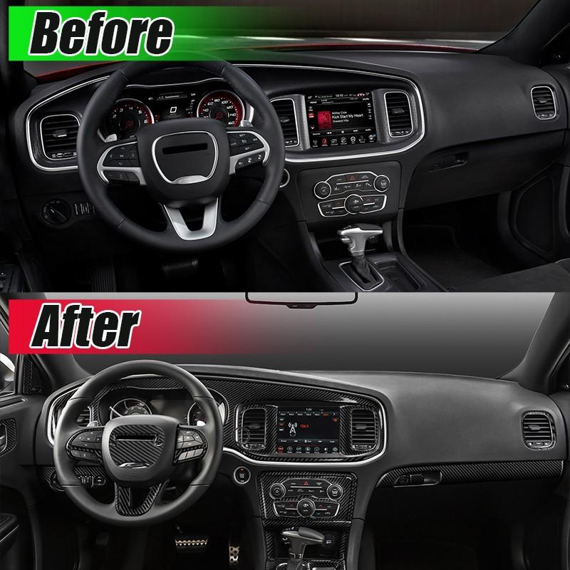 For Dodge Charger 2015-2022 2PCS REAL Carbon Fiber Central Air Vent Outlet Trims