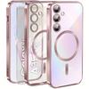 Case for Samsung Galaxy A35 5G, Electro MagSafe, Pink + Glass Screen Protector