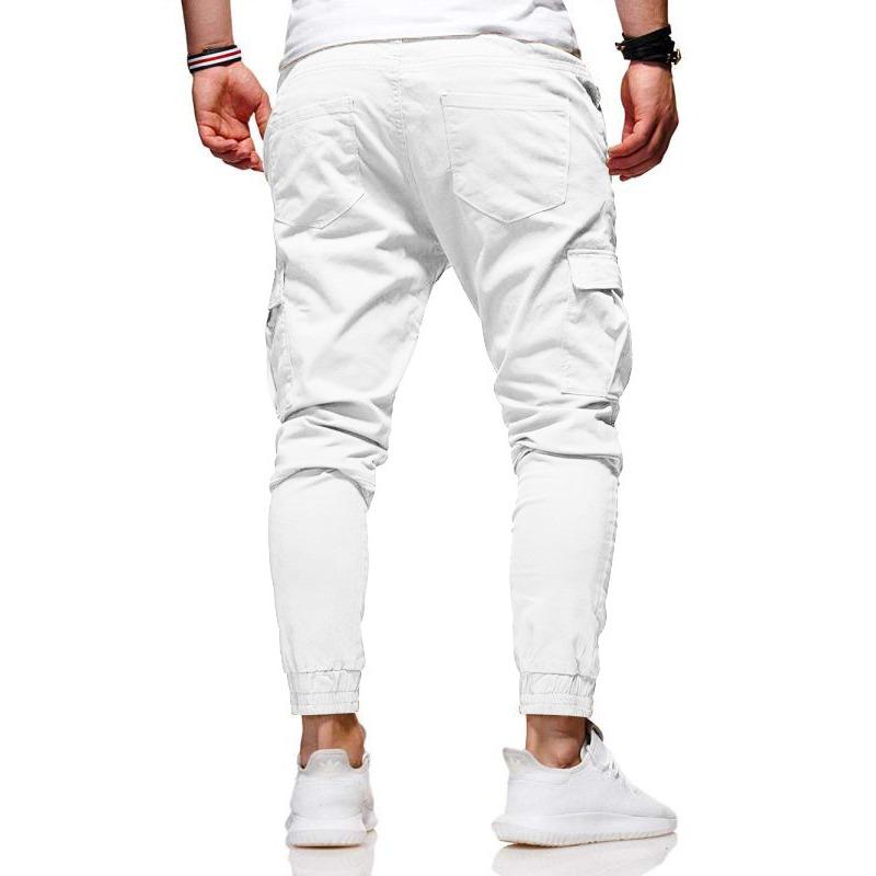 Men Solid Drawstring Loose Casual Athletic Long Jogger Pants