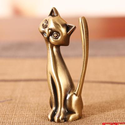 Cat Statue Rings Holder Jewelry Art Portable Animal Sculpture Versatile Display