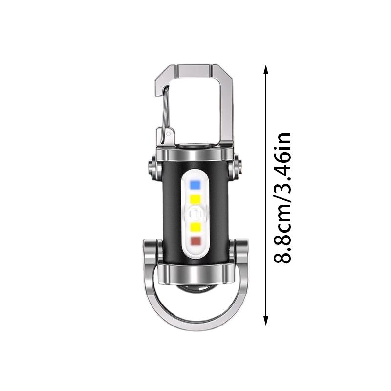 1PC USB Rechargeable Key Chain Flashlights, 600lm 7 Lighting Modes, Waterproof Design, Suitable for Rescue Camping Hiking