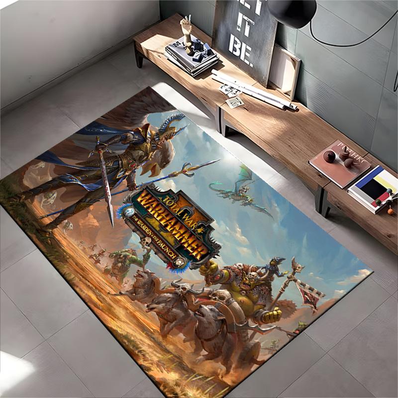 Fantasy Battlefield Design Rug, Warriors & Creatures Non-slip rug suitable for living room and bedroom sofas