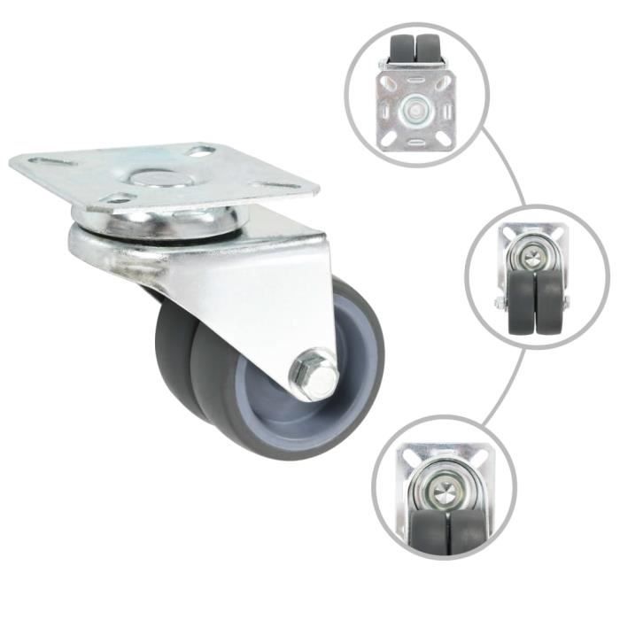 VidaXL Roulettes pivotantes doubles 4 pcs 50 mm