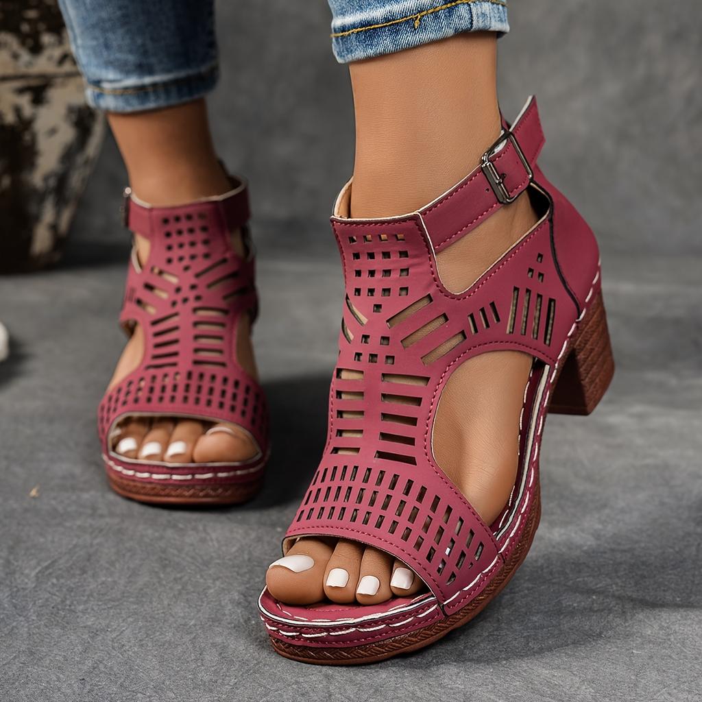New Ladies' Non Slip Summer Sandals with Open Toe Zipper Closure, Polyester Upper Layer Party Shoes, Platform Heel Sandals