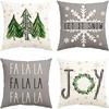 Christmas Pillow Cover Linen Printed Home Sofa Cushion Cover Living Room Bedroom Pillow Cover