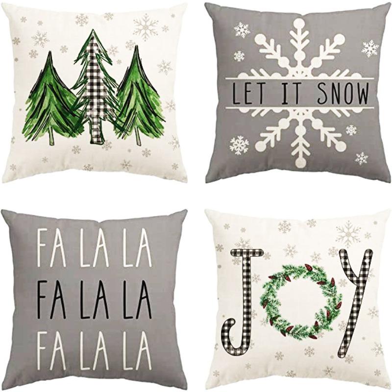 Christmas Pillow Cover Linen Printed Home Sofa Cushion Cover Living Room Bedroom Pillow Cover