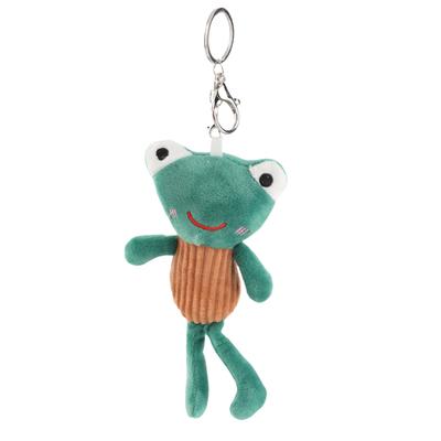 Cute Animal Keychain Striped Soft Plush Cartoon Animal Pendant Key Rings for Keys Bags Green Silver