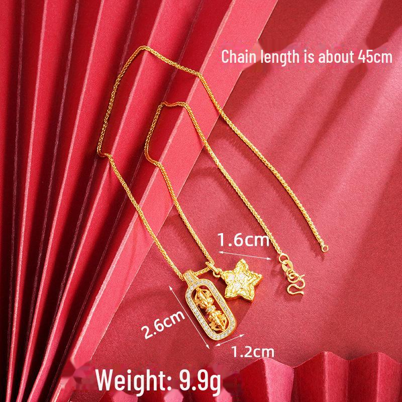 Ancient Vietnamese Gold Sand Pixiu Diamond Pestle Pendant Gourd Necklace