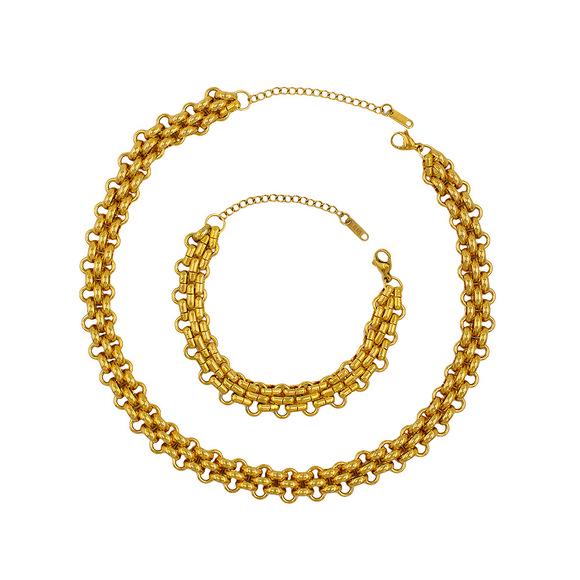 Solid Color Zirconia Crystal Tennis Bracelet & Necklace Set