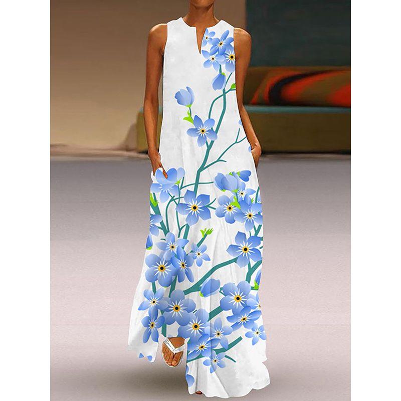 2025 Summer New Arrival Women's 3D Stereo Fashion Print Dress V Neck Sleeveless Silm Slimming Pocket Dress