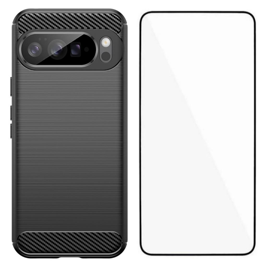 For Google Pixel 10 Pro XL Case with Tempered Glass WANLONFENG LS Series Brushed Texture TPU Phone Cover
