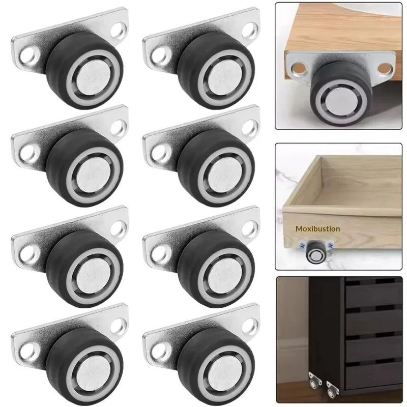 Side Mounted Drawer Casters 1/2/4Pcs Silent Wearproof Nylon Wheels for Kitchen Cabinet Furniture Repair Replacement