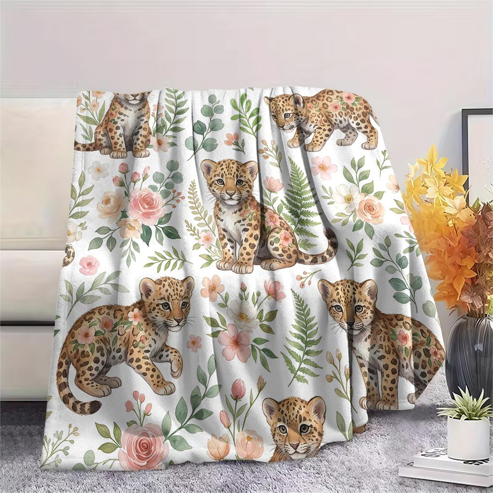 Frische Blumen Pferd Leopardenmuster Flanelldecke Hohe Qualität Bequem für Alle Jahreszeiten Heimdekoration Wärme und Komfort Perfekt für Weihnachtsgeschenke