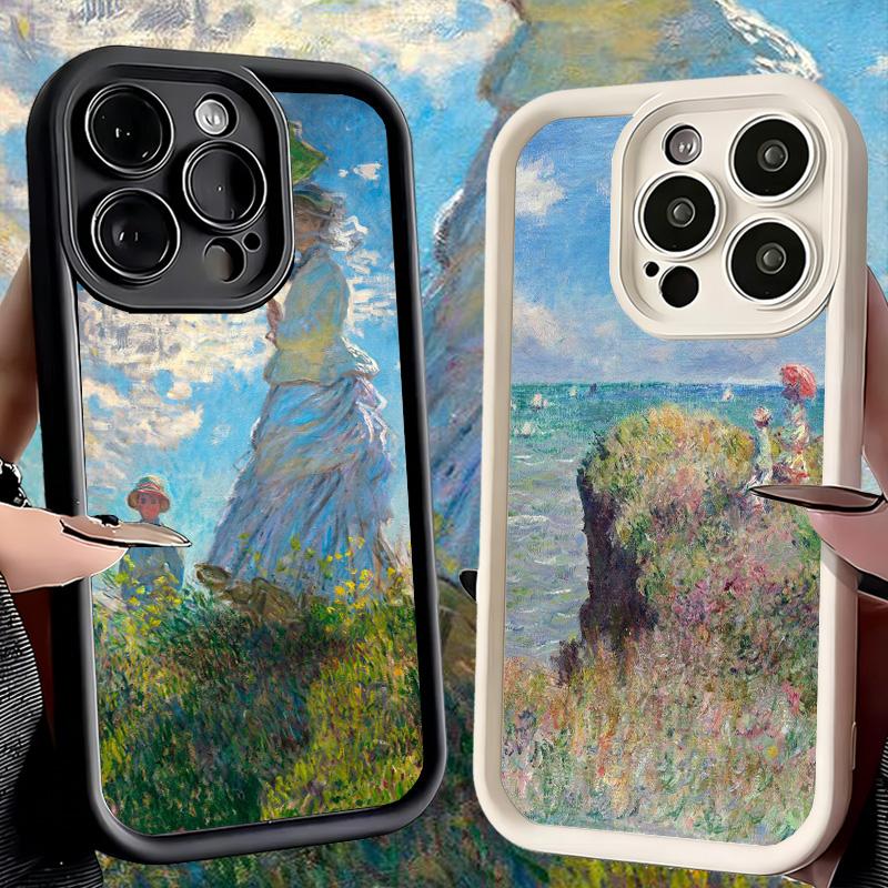 Phone Case for iPhone 17 Air 16E 15 16 Pro Max Claude Monet Oil Painting Cover 14 Plus 13 12 Mini Soft Shell Silicone Fundas