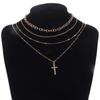 Adjustable Cross Pendant Thin Chain Multi Layer Prayer Necklace  Jewelry Accessories