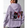 Christmas Hoodie Women, Snowman Print, Long Sleeve, Kangaroo Pocket, Drawstring, Casual Pullover, LOVE Christmas