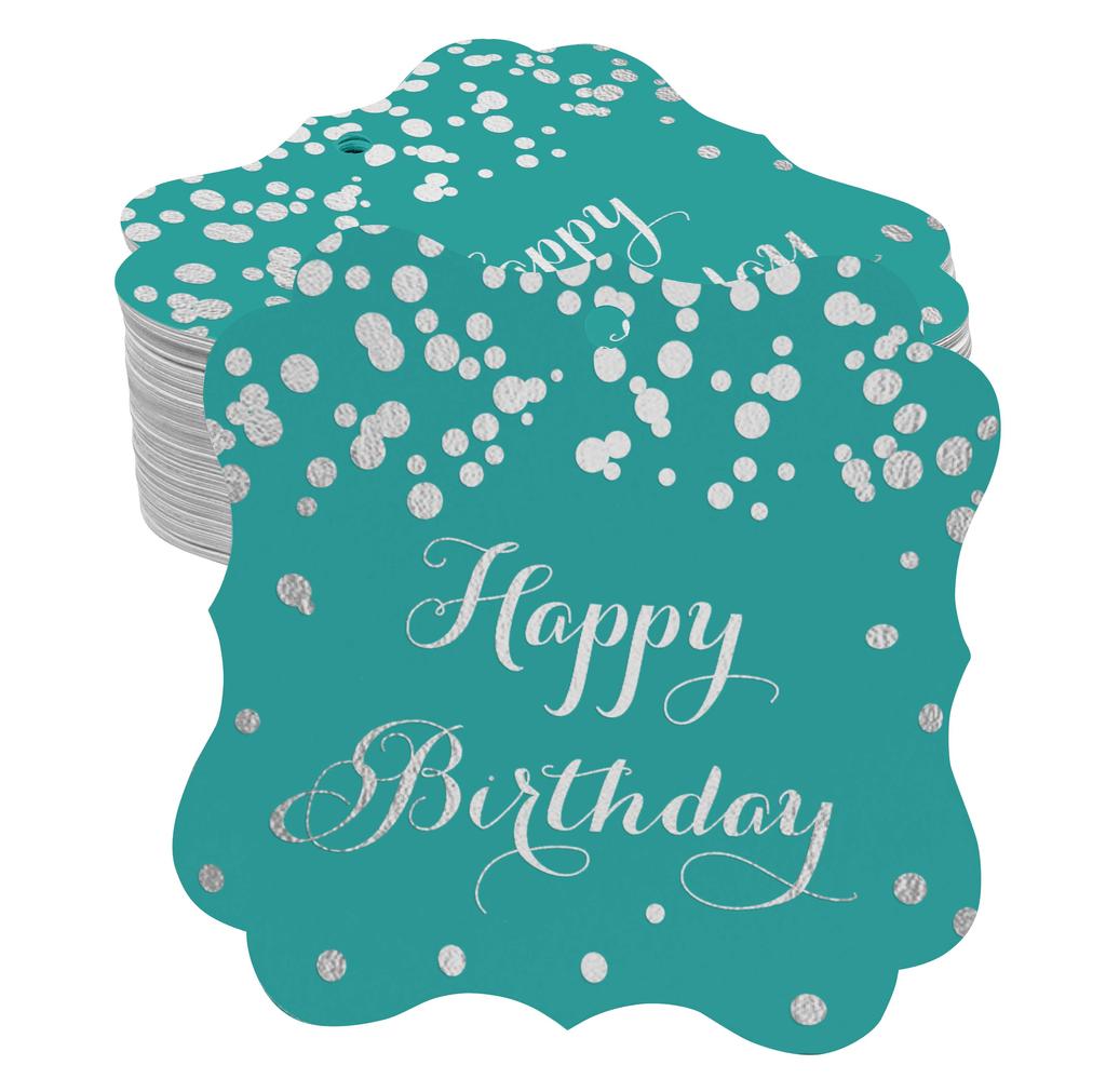 Inkdotpot Real Gold Foil Bracket Shape Paper Hang Tags Happy Birthday Favor Tags Pack Of