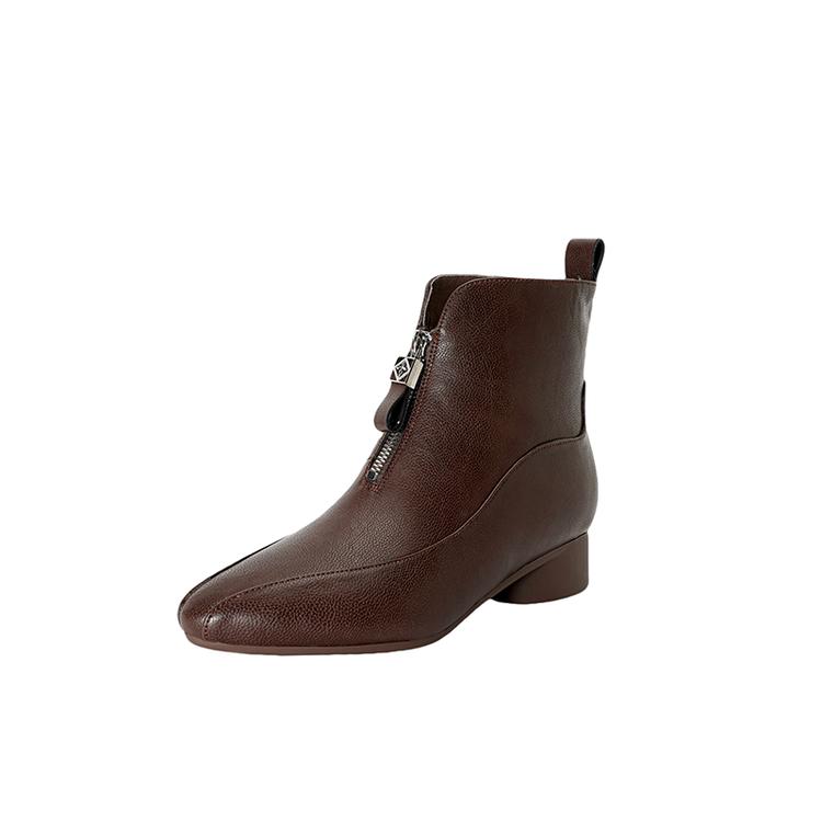 

Модные НОВЫЕ Зимние Женские Ботинки Острый Носок Толстый Каблук Обувь Сплит Кожаная Обувь для Женщин Повседневные Ботильоны на Молнии Теплые Шерстяные Современные Ботинки 40 коричневый