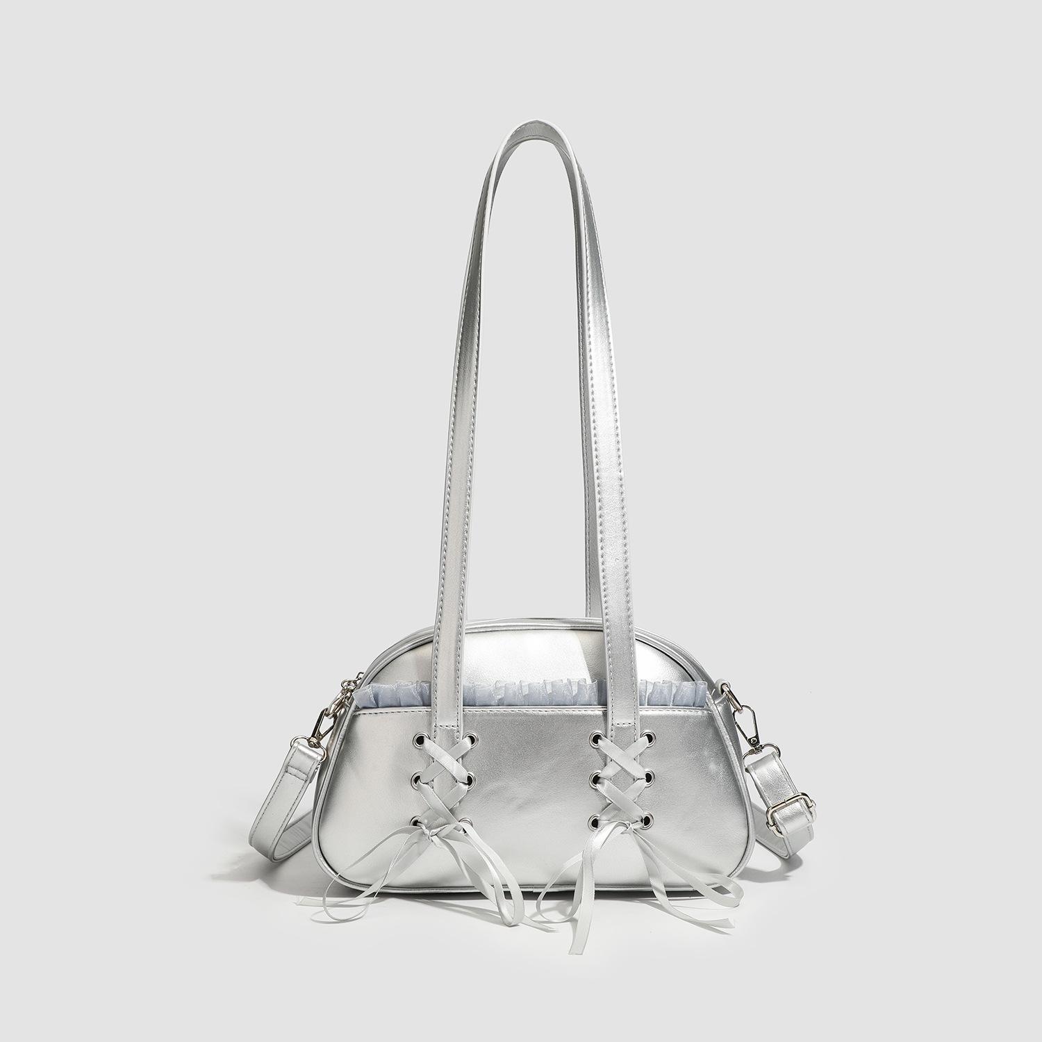 Premium Commuter Armpit Bag Women S Bow Shoulder Messenger Bag Fashion Foreign Summer Handbag серебряный