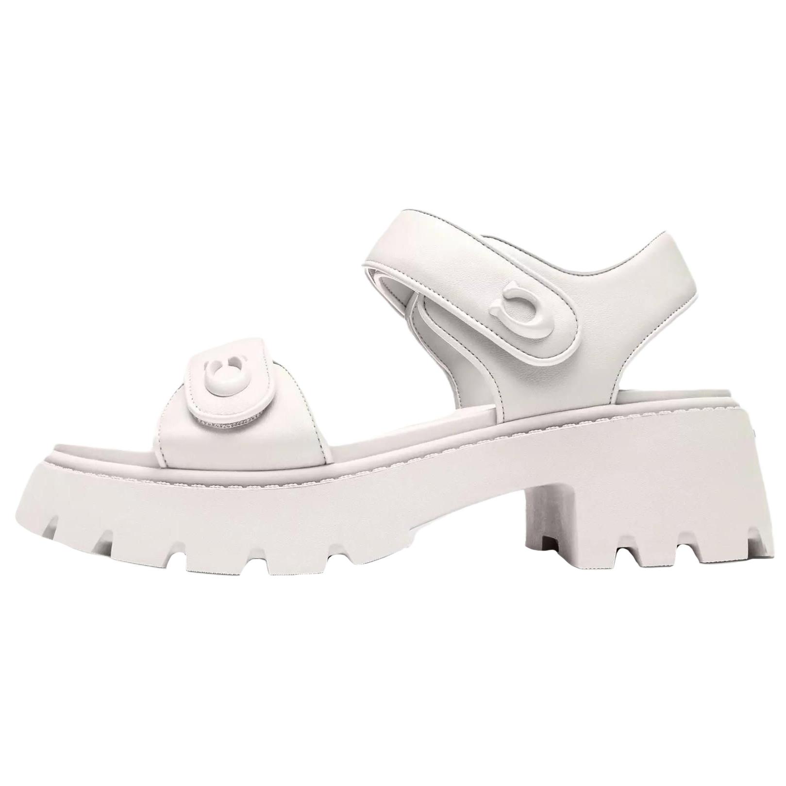 Coach Бринн Кожаные Сандалии с Круглым Носком и Ремешком с Пряжкой Женские сандалии Белые CAR57-CHK 385 16398₽