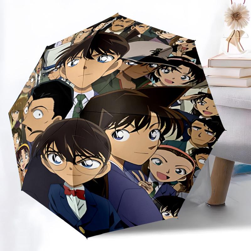 1PC Detective Conan Automatic Folding Umbrella, Automatic Folding Umbrella with 8 Ribs, Convenient for Outdoor Use 044