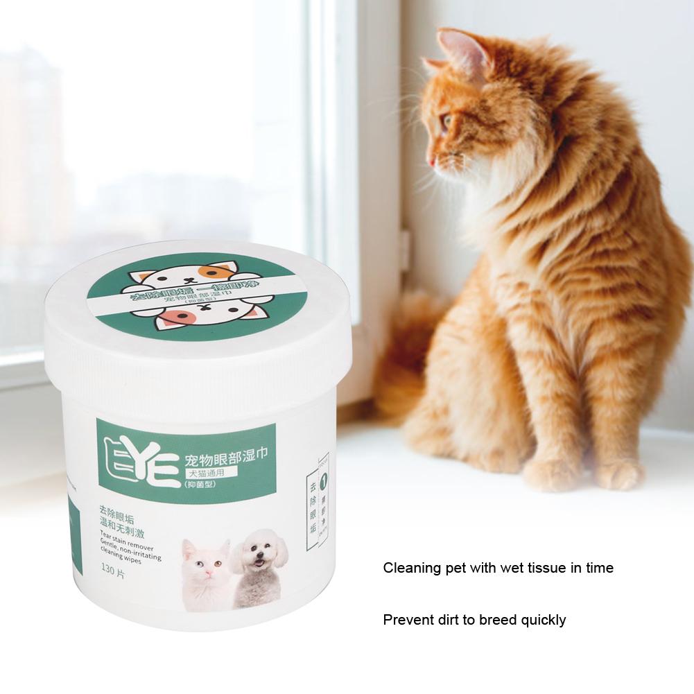 130PCS/Bottle Pet Dogs Special Purpose Tear Remover Wipe Cat Cleaning Eye Cleaner Wet Tissue