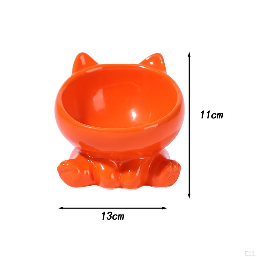 Ceramic Cat Feeder Bowl Dish Food and Water Raised Kitten for Dry Wet