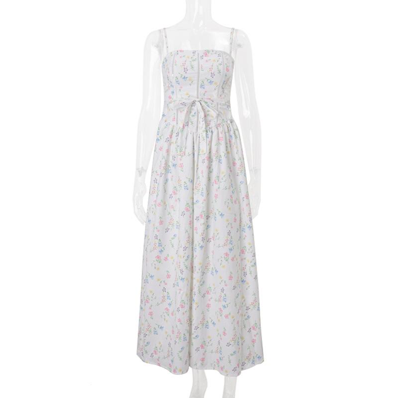 Europe, America 2026 summer new sexy temperament French idyllic slim white floral suspender dress S