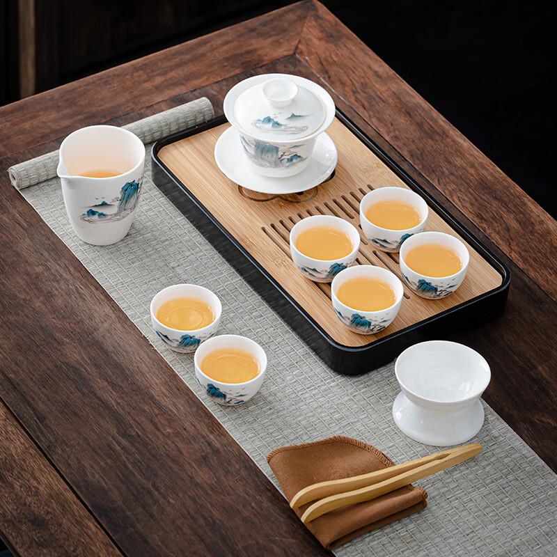 Yuzhuxun Mutton Fat Jade White Porcelain Travel Kung Fu Tea Set