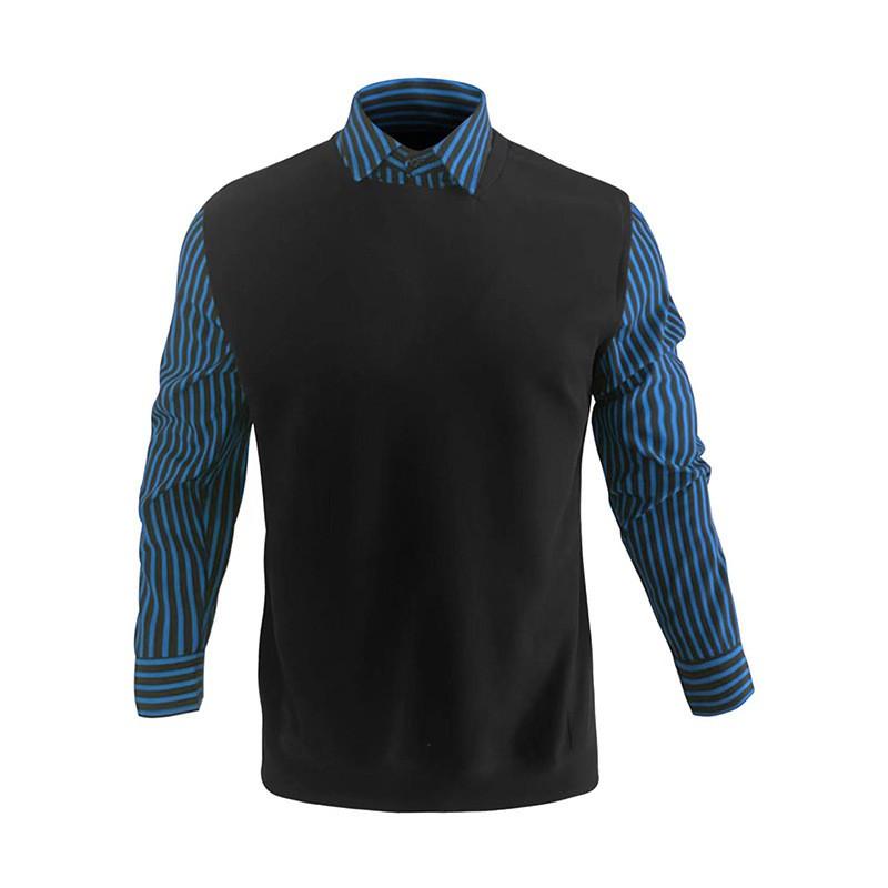 Men Waffle Knit Mock Neck Shirt Collar Long Sleeve Casual Top