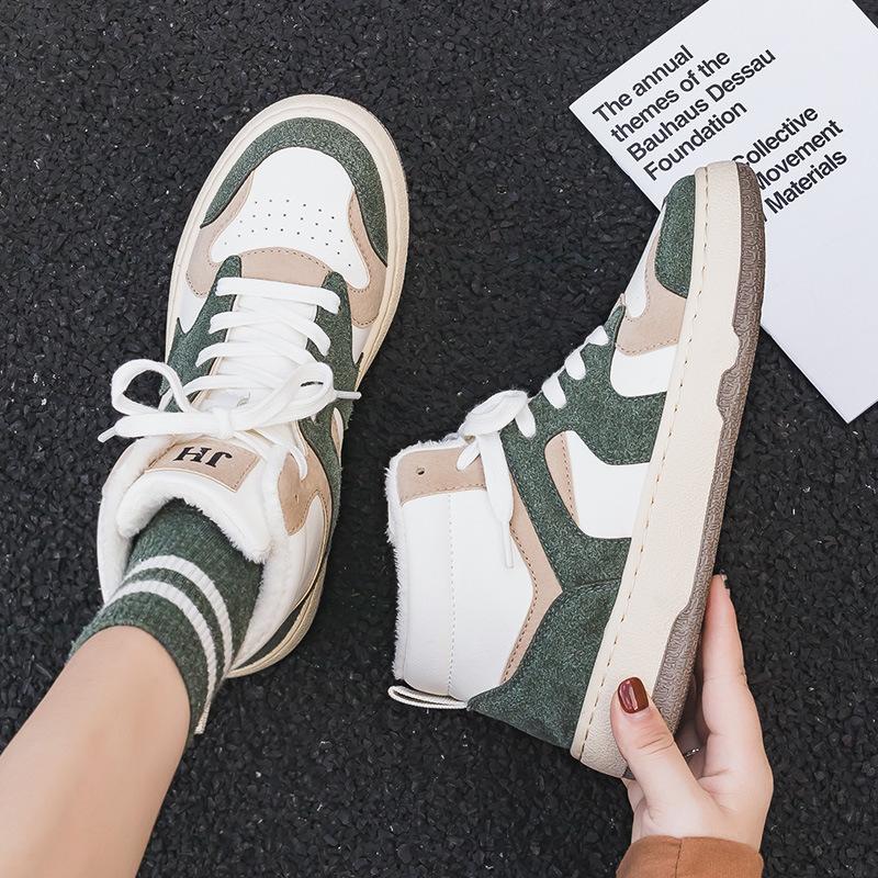 

High-top retro German training women s shoes 2021 winter new inner velvet thickened cold-resistant warm snow cotton shoes board shoes 35